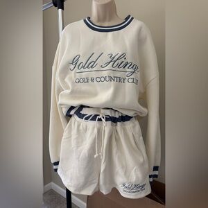 Gold Hinge White and Blue Sweatshirt and Shorts Set